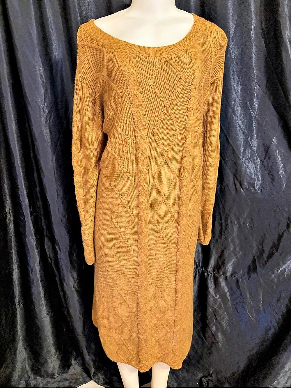 Jessica London Cable Knit Midi Dress in Orange Size 30/32 Like New